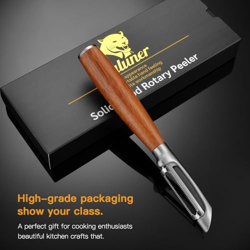 Serrated Blade Premium I Type 304 Stainless Steel Multifunctional Kitchen Peeler Real Wood Handle Ultra Sharp Blade Vegetable Potato Apple