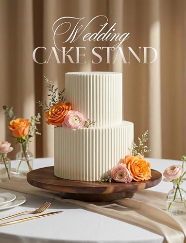 13" Acacia Cake Stand Rotating with Non (Walnut)