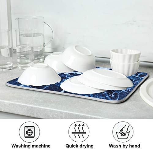 Super Absorbent Dish Drying Mat (Navy Blue Marble / 18" x 24")