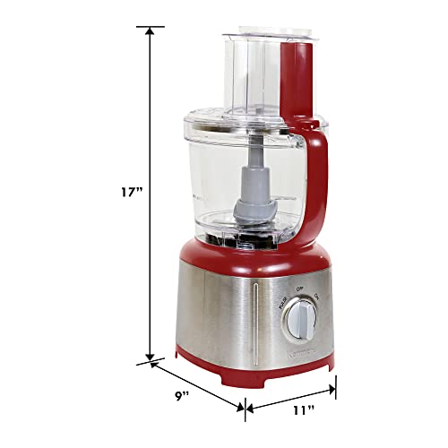 Kenmore 11 Cup Food Processor and Vegetable Chopper with Reversible Slicing (Red)