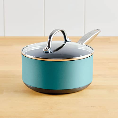 Achieve Hard Anodized Nonstick Sauce Pan with Lid (Sauce Pan (2 Quart) / Teal)