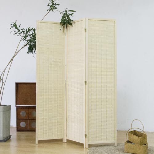 3 Panel Room Divider and Folding Panel Screen (Beige / 3 Panel)