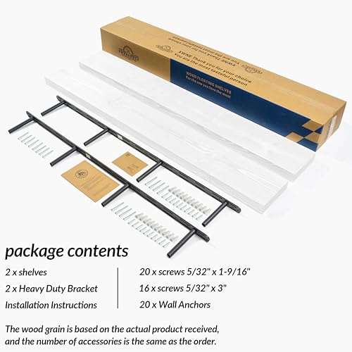 60 inch White Floating Shelves for Wall 8 (White / 60'' x 8''x 2''(set of 2))