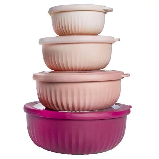 Prep Bowls with Lids (Rose / 8 Piece Set - Wide Bowls)