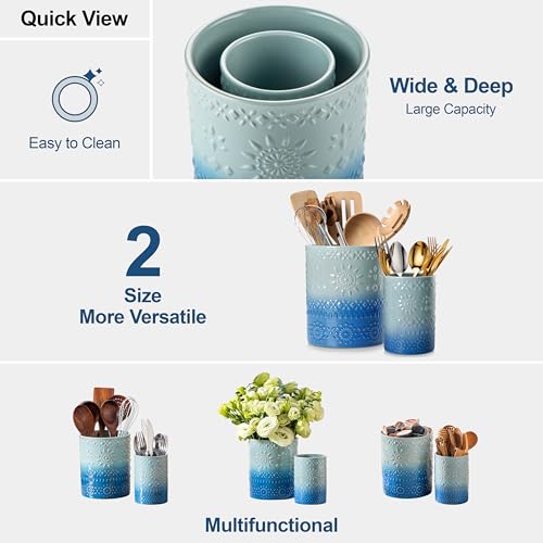 7.2"+5.4" Ceramic Utensil Holder Set of 2 (2 Count)
