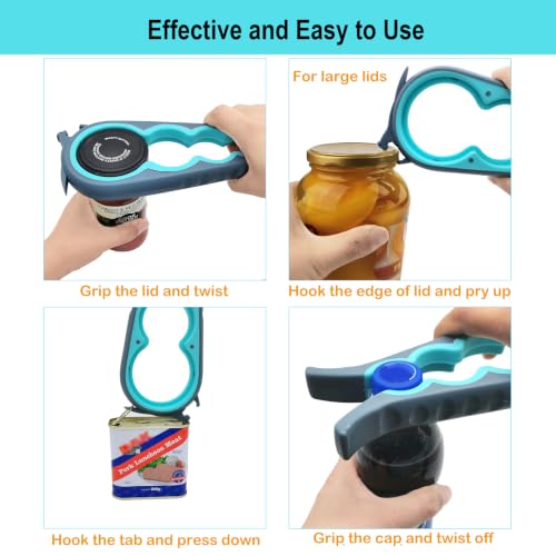 Jar Opener with Gripper Pads for Weak Hands (Blue and Grey)