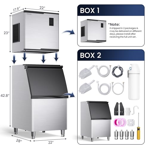 Commercial Ice Maker Machine 550lbs (550LBS/24H-Head and Bin)