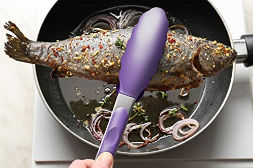 2 Pack Silicone Kitchen Tongs (Purple)