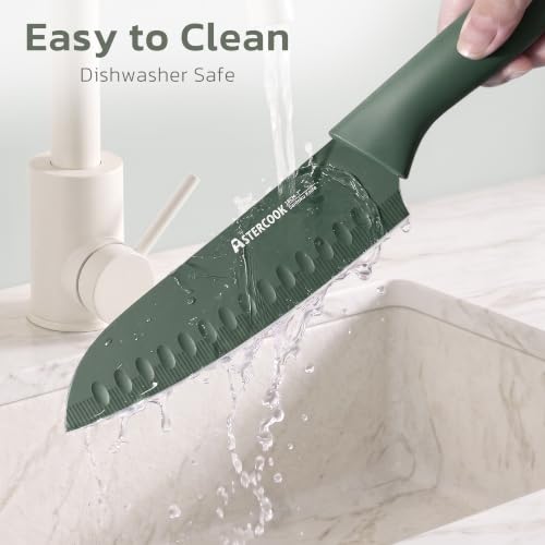 Knife Set 13 Pieces Kitchen Knives Set with Healthy Anti (Green)