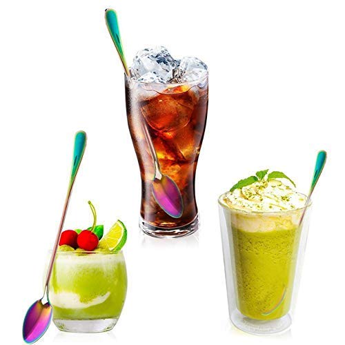 10 Piece Long Handle Iced Tea Spoon (10 Pieces Rainbow)