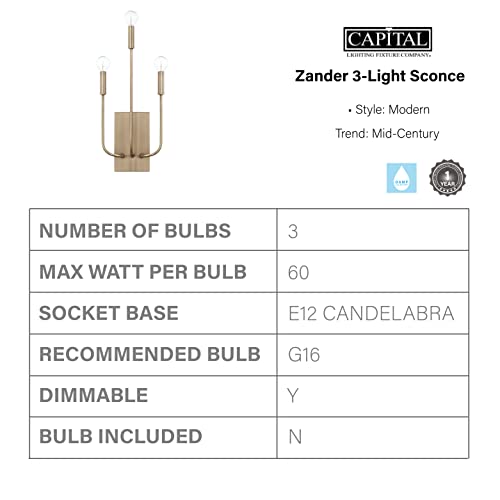Capital Lighting 621931AD Zander Modern ADA Compliant Organic Wall Sconce (Medium / Aged Brass)