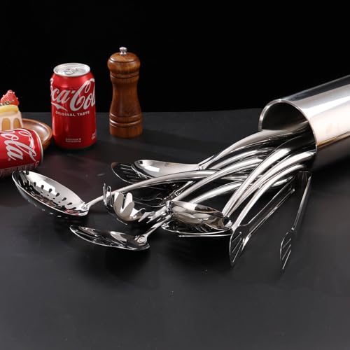 18 10 Stainless Steel Kitchen Utensils Set with Holder for Countertop (12-Pieces)
