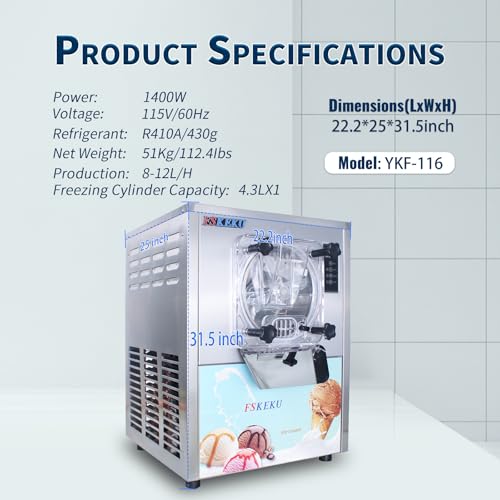 Hard Ice Cream Maker Commercial Gelato Machine 16 (5.3Gph standard)
