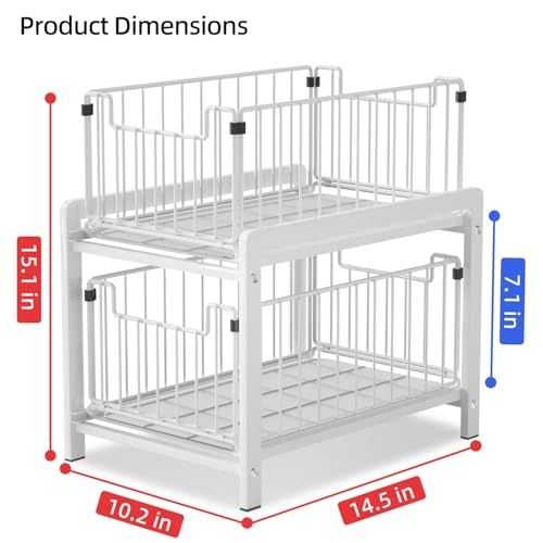 2 Tier Pull Out Cabinet Organizer (White)