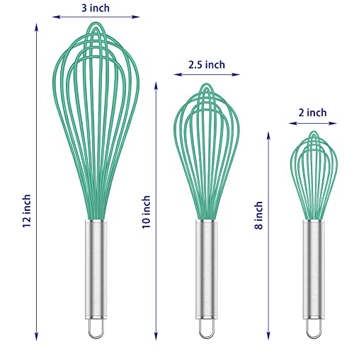 Teal Silicone Whisk Set of 3