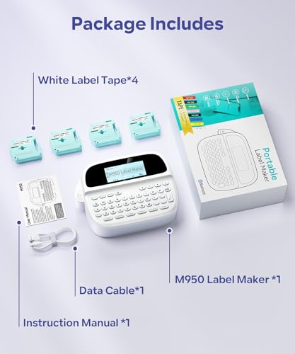 M950 Label Maker Machine with Tapes (White)