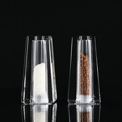 Salt and Pepper Shaker Set Spice Dispenser Refillable Design Cut Crystal Seasoning Shaker Kitchen Decor for Cooking Table (T-01)