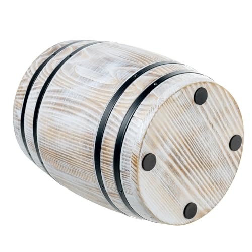 Whitewashed Wood Wine Barrel Kitchen Utensil Holder Crock