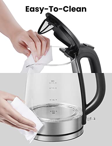 Glass Electric Tea Kettle & Hot Water Kettle Electric (glass and stainless steel / 1.8 Quarts)