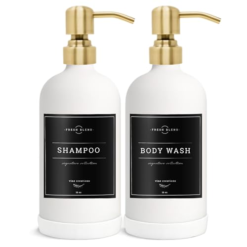 White Glass Soap Dispenser (Matte White Bottle / Brushed Gold Pump)