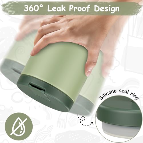 19oz Insulated Vacuum Food Jar with Buckle Lid Wide Mouth Soup Thermo for Hot Food Kids Leakproof Stainless Steel Lunch Container (Green-L / 19OZ)