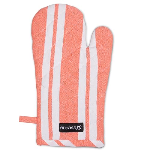 Oven Mitts Heat Resistant Kitchen Gloves (Oven Gloves / Franca Orange Stripes)