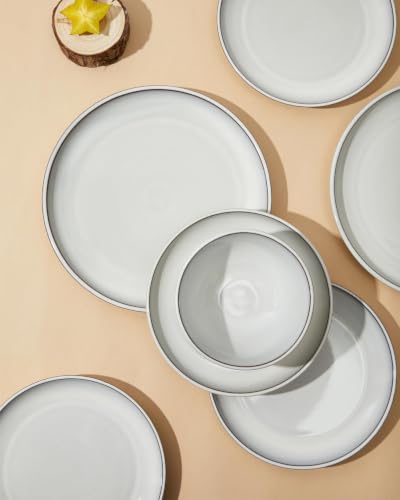 Stoneware Dinnerware Sets for 6 (Moonstone White / Set (18pcs))