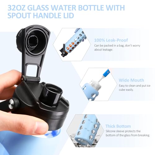 Glass Water Bottle (Glacier / 32 Ounces)