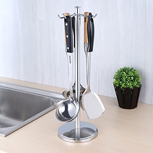 Kitchen Countertop Rotating Utensil Holder (Chrome)