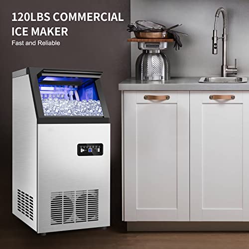 Commercial Ice Maker Machine 120Lbs (Clear Ice Cubes - 120LBS/24H)