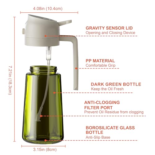 16oz 470ml Olive Oil Dispenser for Kitchen with Stickers (Light-Proof /w Stickers / White-02)