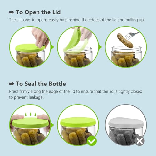 Glass Pickle Container with Strainer (Green&Blue / 45oz*2pcs)