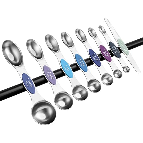 Stainless Steel 8 Magnetic Measuring Spoons Set (Winter Frost / 1-Pack)