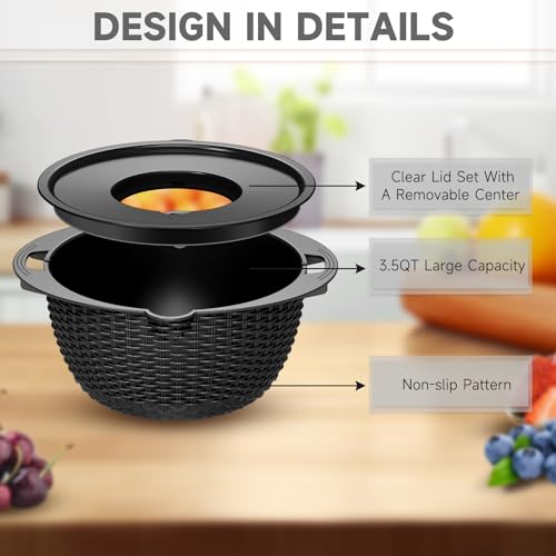 4 1 Colander with Bowl Set (Black)