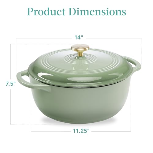 6 Quart Enamel Cast (Sage Green / 6qt Round)