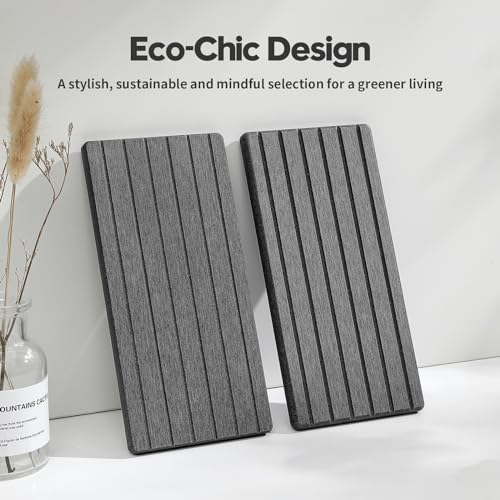 2PCS Diatomite Water Absorbing Stone Drying Tray Mat for Bathroom & Kitchen Counter (2 Pack - Charcoal Gray / 8"x 3.8")