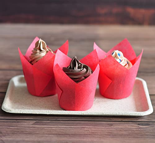 Red colour Large size Tulip Baking Cups 2 (Red)