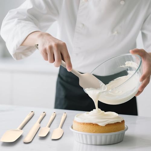 Silicone Spatula Set of 5 (Pure Beige)