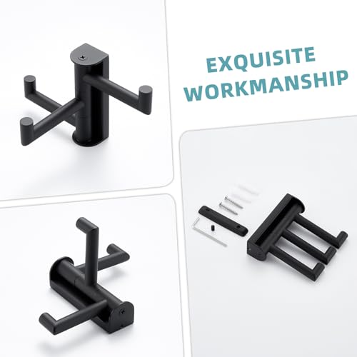 Swivel Towel Hook with 3 Arms (1 Pack / Matte Black)