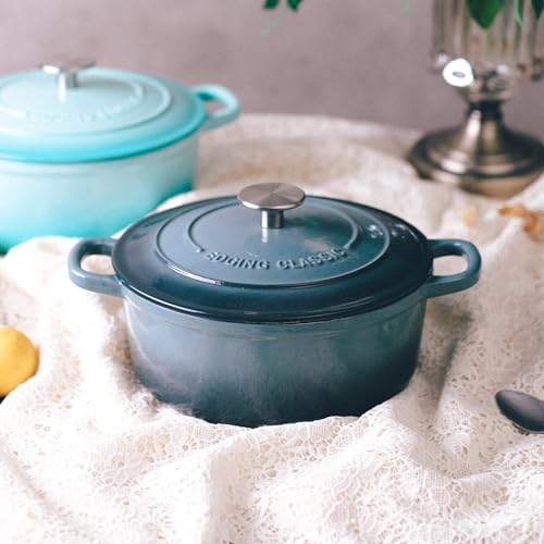 Enameled Cast Iron Covered 5.5 Quart Dutch Oven with Dual Handle (Slateblue / 5.5QT)