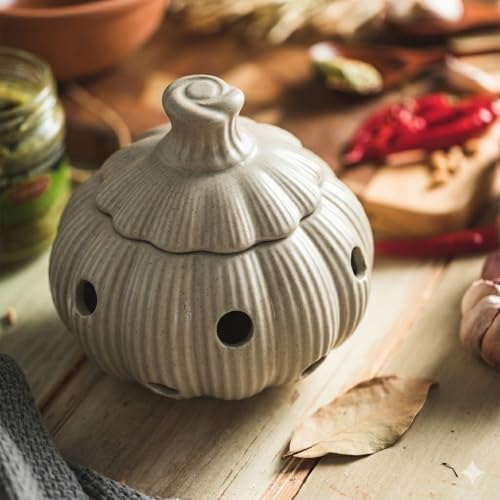 Garlic Keeper Jar with Lid (Khaki)