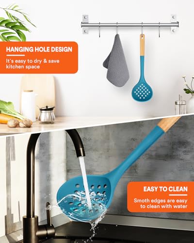 Silicone Kitchen Ladle Strainer (Blue)