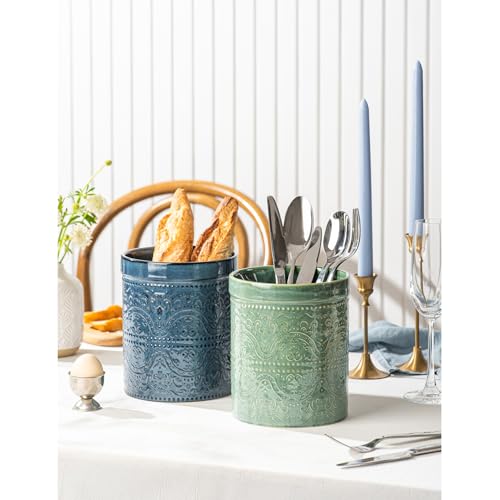 Kitchen Utensil Holder (Reactive Blue (Lace Emboss))