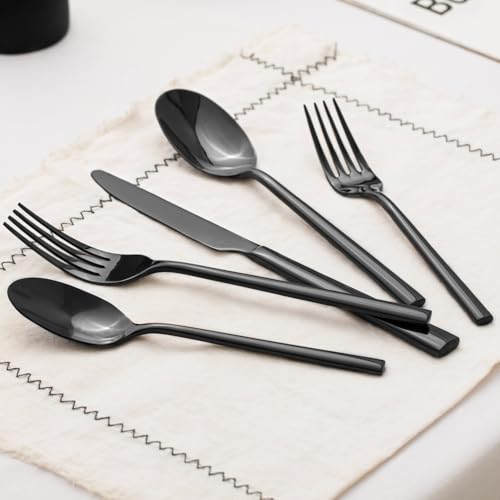 Black Silverware Set for 4 (20-Piece / Black)
