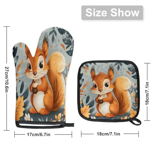 Squirrel Fall Oven Mitts and Pot Holders Sets (2 Count)