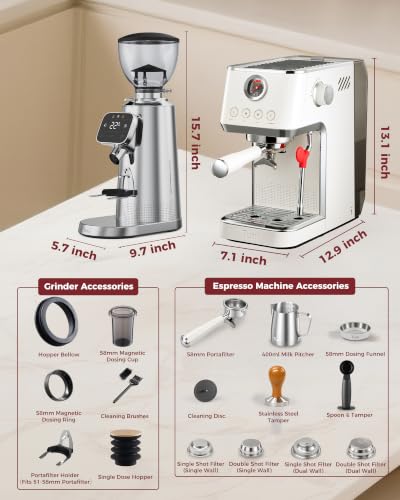 E2 Gen3 Espresso Machine with G3 64mm Flat Burr Coffee Grinder (Silver Grinder)