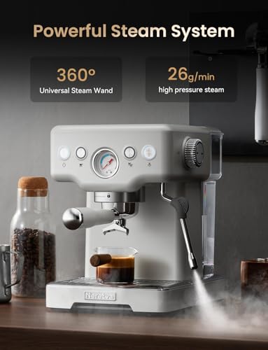 Stainless Steel Espresso Machine with Visible Pressure Guage (white)