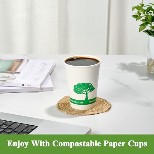 270 Pack Compostable Paper Cups (White Green)