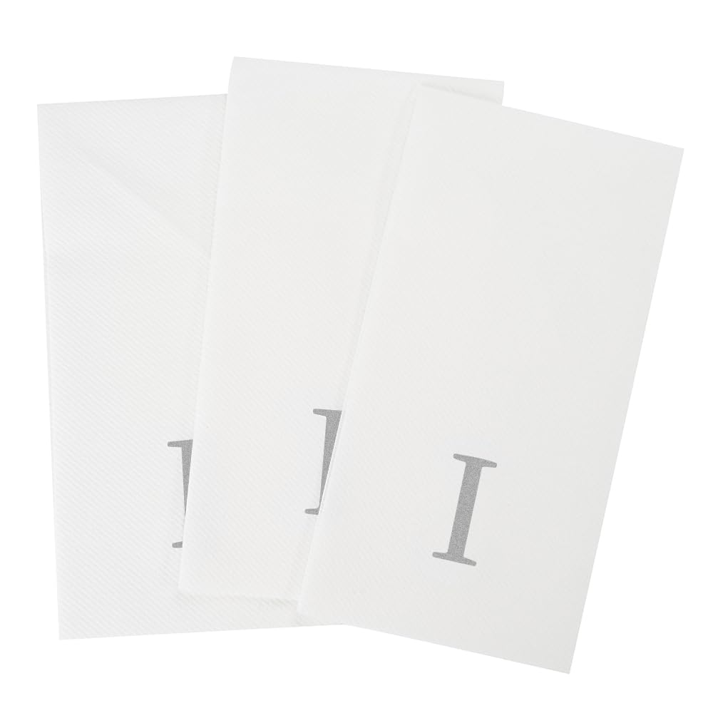Silver I White Linen Feel Guest Towel Napkin (Silver / 2000 Count / I)