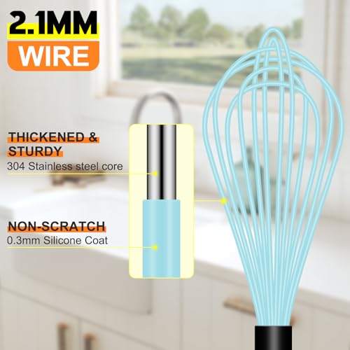 4 Pieces Silicone Whisks Set (Blue)